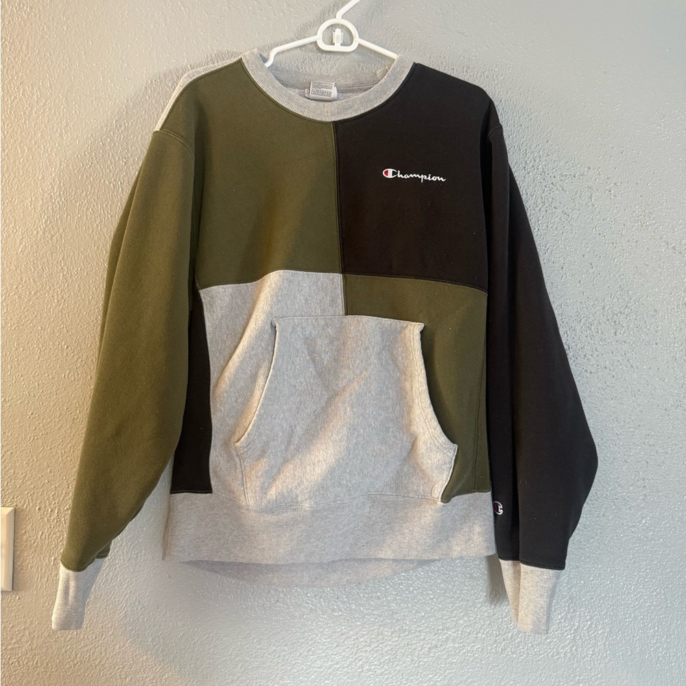 Champion Women's Crewneck Sweater - Olive, Black, and Gray